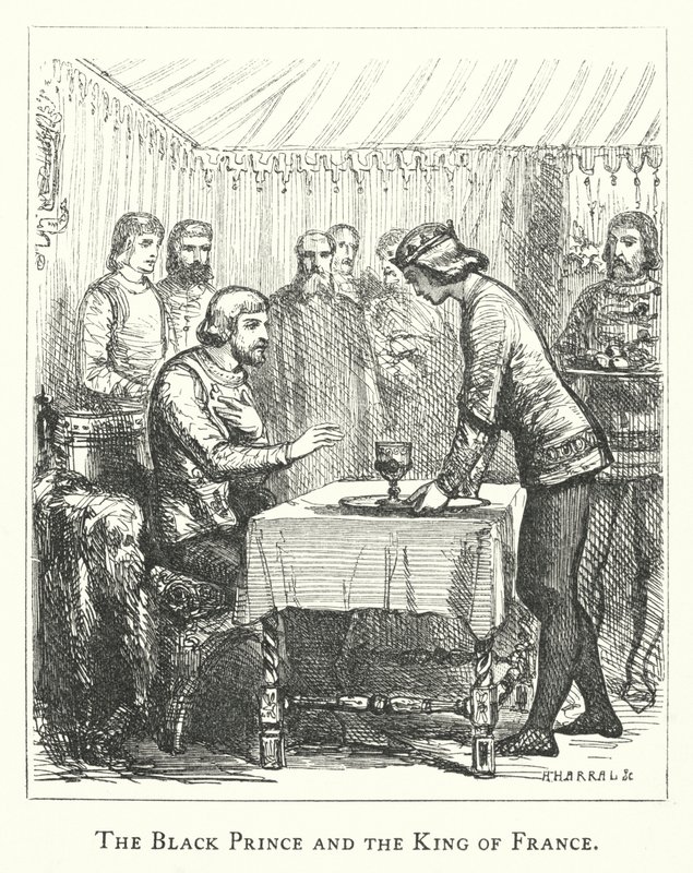 The Black Prince and the King of France by English School