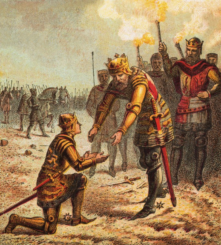 The Black Prince at Crecy by English School