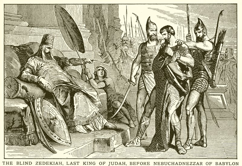 The Blind Zedekiah, Last King of Judah, before Nebuchadnezzar of Babylon by English School