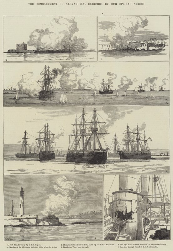 The Bombardment of Alexandria by English School