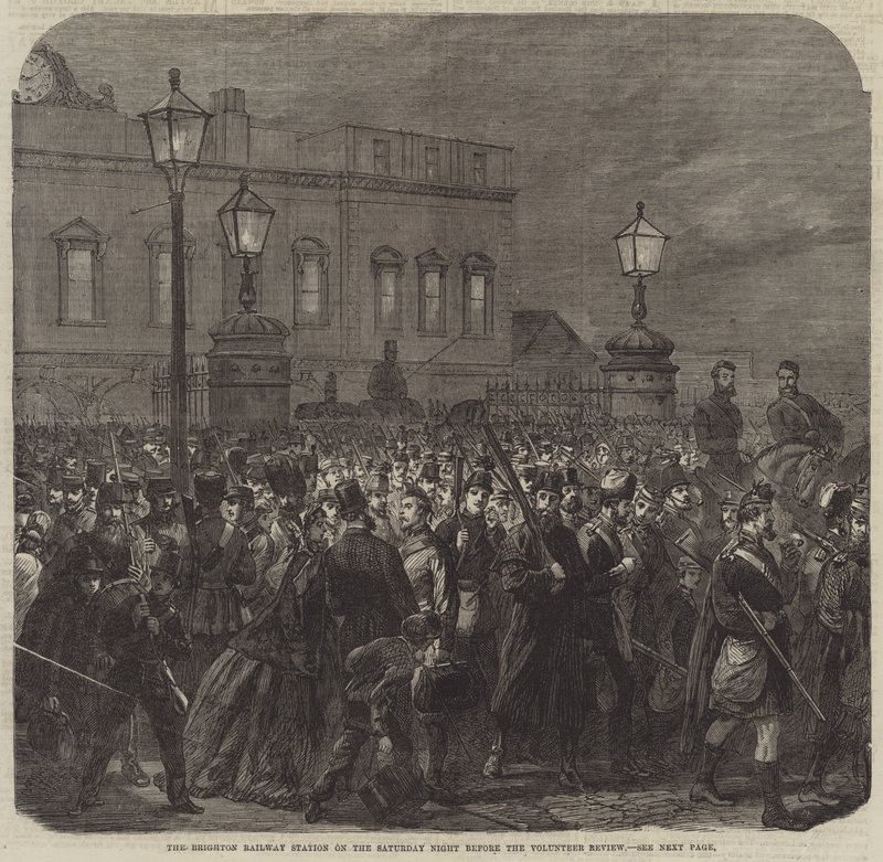 The Brighton Railway Station on the Saturday Night before the Volunteer Review by English School