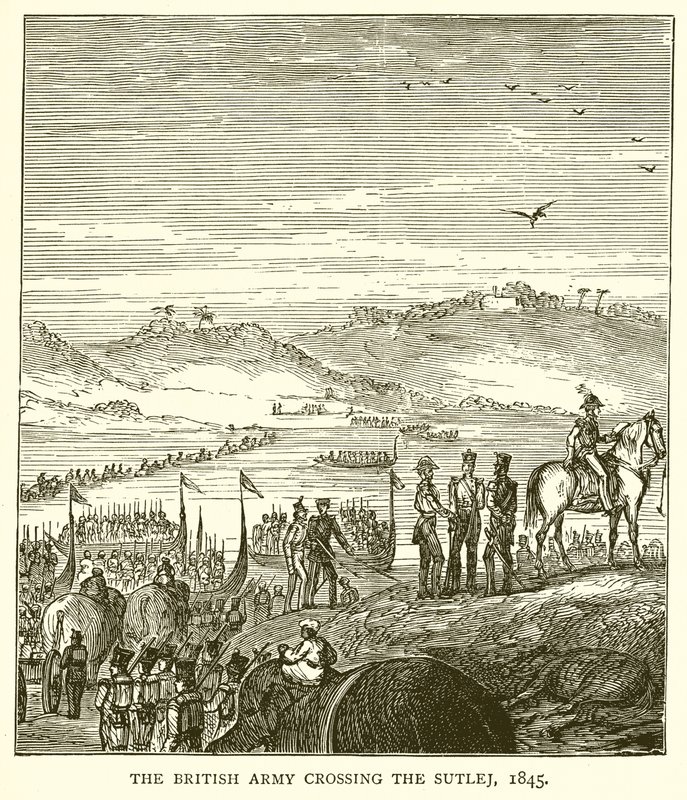 The British Army crossing the Sutlej, 1845 by English School