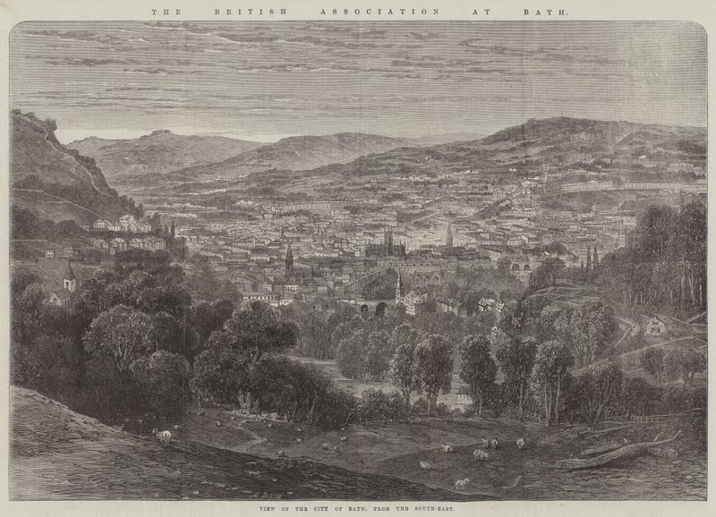 The British Association at Bath, View of the City of Bath, from the South-East by English School