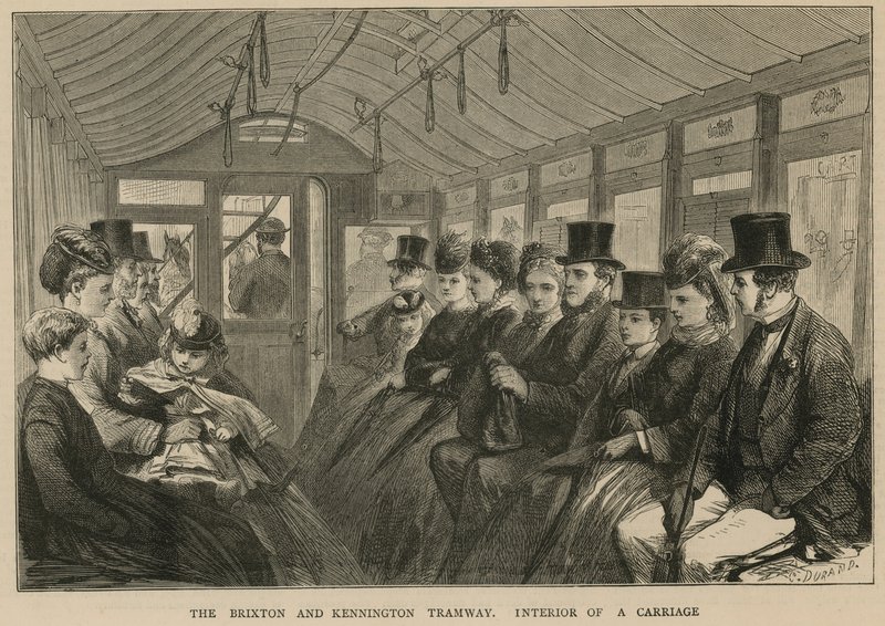 The Brixton and Kennington Tramway - Interior of a Carriage by English School