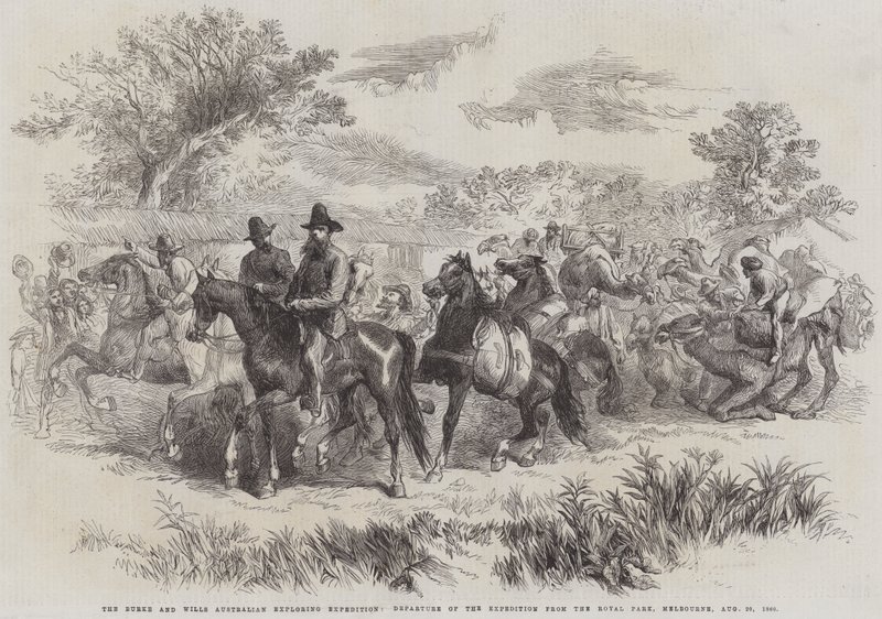 The Burke and Wills Australian Exploring Expedition, Departure of the Expedition from the Royal Park, Melbourne, 20 August 1860 by English School