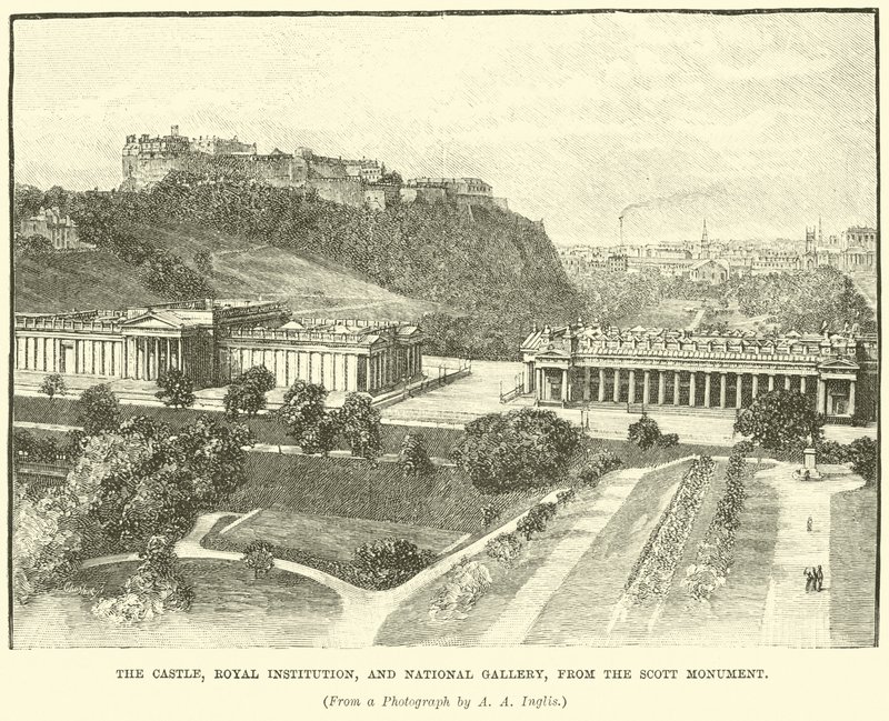 The Castle, Royal Institution, and National Gallery, from the Scott Monument by English School