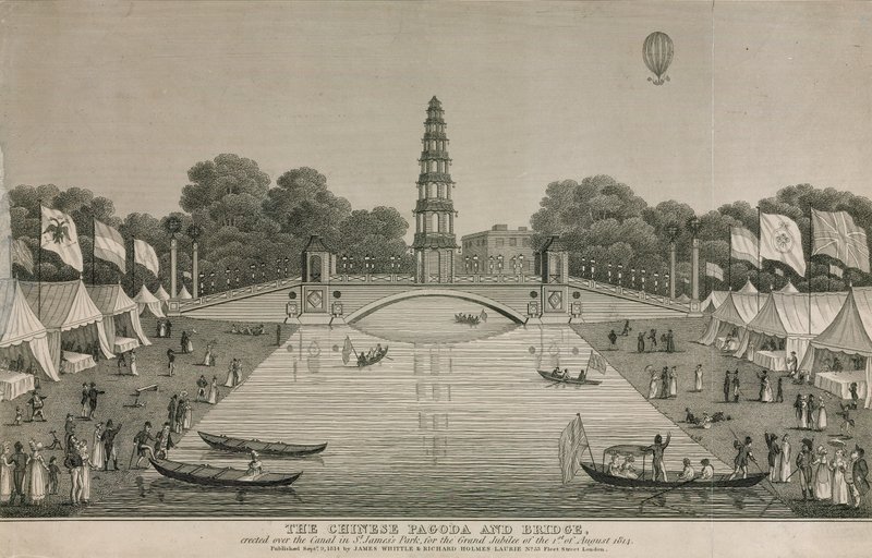 The Chinese pagoda and bridge erected over the canal in St James