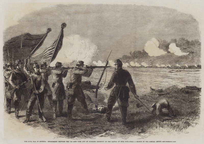 The Civil War in America, Engagement between the 71st New York and an Alabama Regiment at the Battle of Bull Run by English School