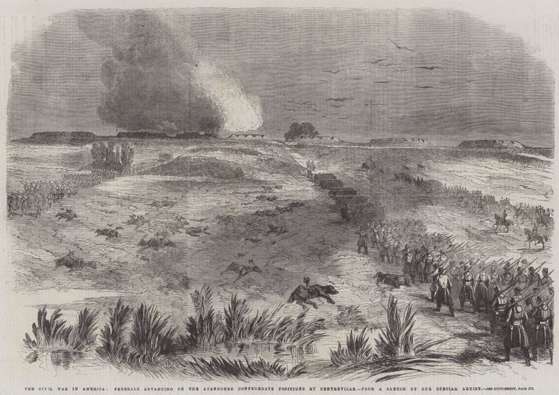 The Civil War in America, Federals advancing on the Abandoned Confederate Positions at Centreville by English School