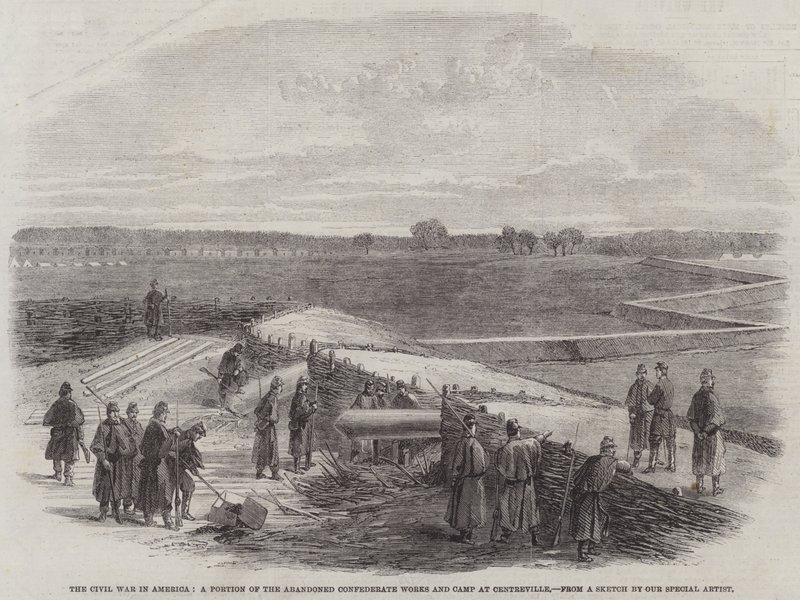 The Civil War in America, a Portion of the Abandoned Confederate Works and Camp at Centreville by English School