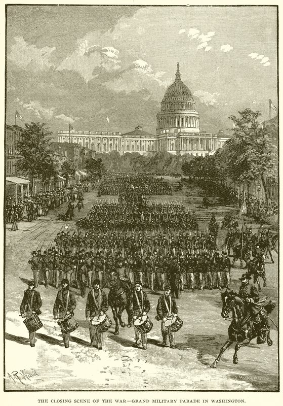 The Closing Scene of the War--Grand Military Parade in Washington by English School