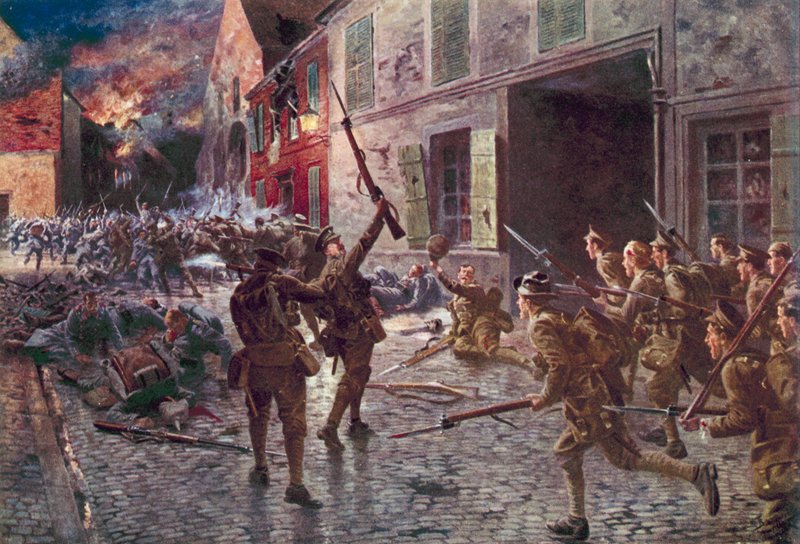 The Coldstream Guards at Landrecies, August 1914 by English School