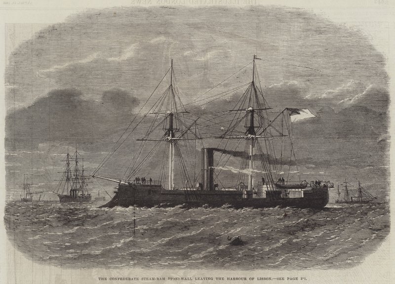 The Confederate Steam-Ram Stonewall leaving the Harbour of Lisbon by English School