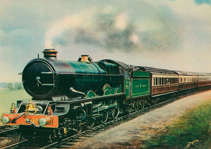 The "Cornish Riviera Express," hauled by the "King George V," Great Western Railway by English School