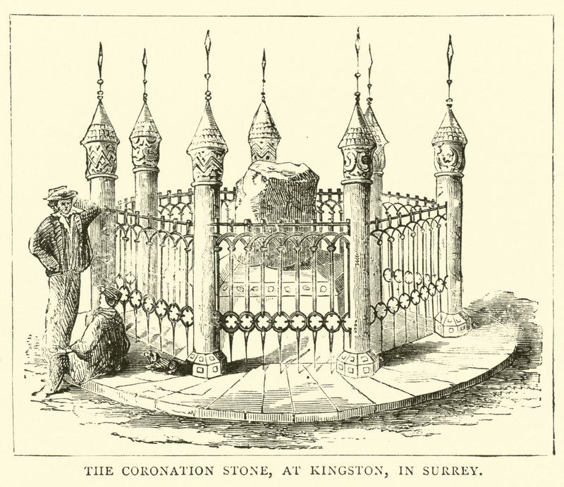 The Coronation Stone, at Kingston, in Surrey by English School