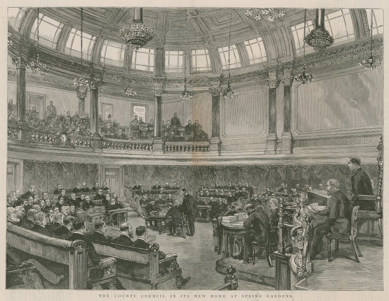 The County Council in its new home at Spring Gardens, London by English School