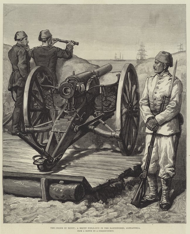 The Crisis in Egypt, a Krupp Field-Gun in the Earthworks, Alexandria by English School