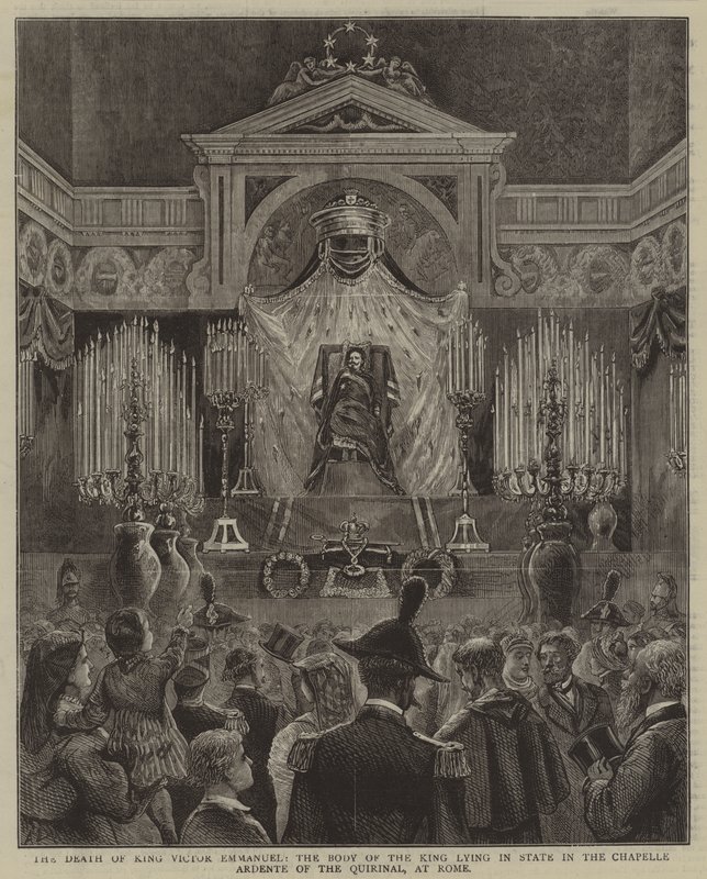 The Death of King Victor Emmanuel, the Body of the King Lying in State in the Chapelle Ardente of the Quirinal, at Rome by English School
