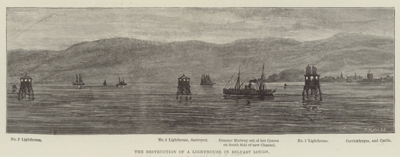The Destruction of a Lighthouse in Belfast Lough by English School