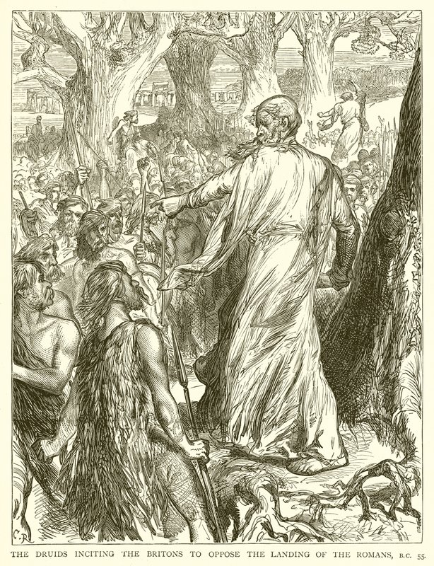 The Druids inciting the Britons to Oppose the landing of the Romans, B.C. 55 by English School
