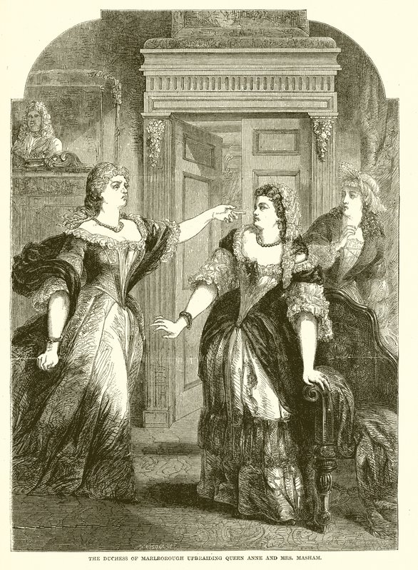 The Duchess of Marlborough upbraiding Queen Anne and Mrs. Masham by English School