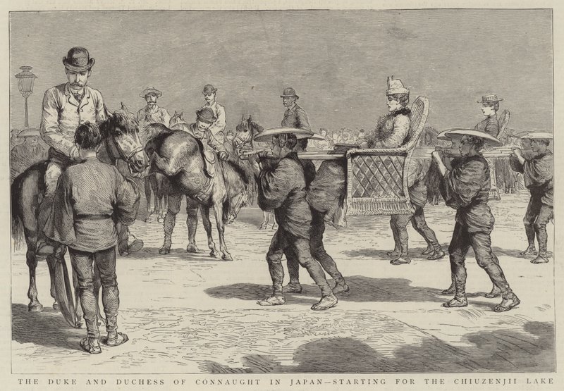 The Duke and Duchess of Connaught in Japan, starting for the Chiuzenjii Lake by English School