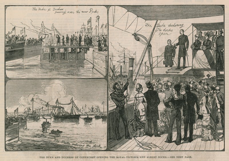 The Duke and Duchess of Connaught Opening the Royal Victoria and Albert Docks by English School