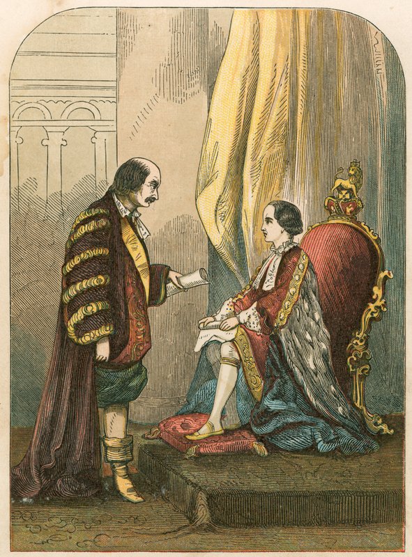 The Duke of Northumberland persuading Edward VI to change the succession by English School