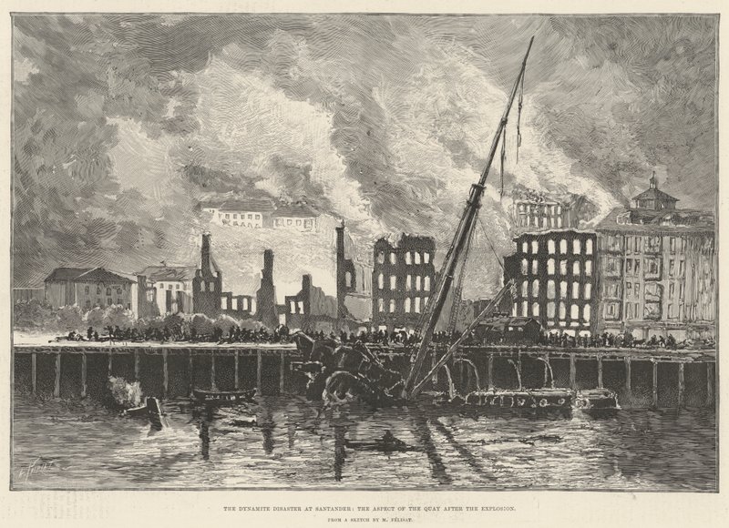 The Dynamite Disaster at Santander, the Aspect of the Quay after the Explosion by English School