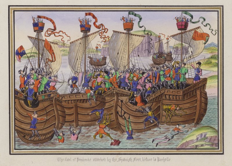 The Earl Of Pembroke attacked by the Spanish fleet, before La Rochelle by English School