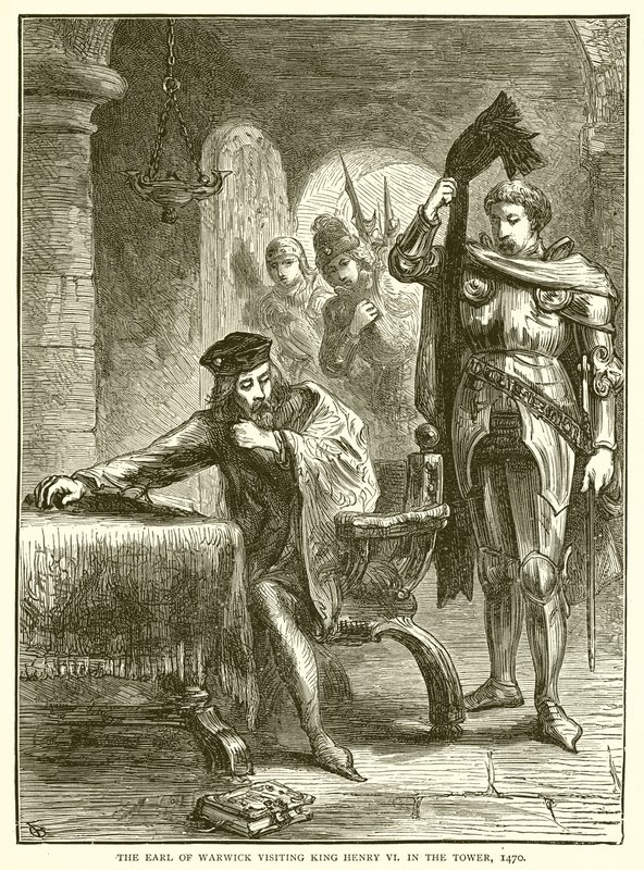 The Earl of Warwick visiting King Henry VI in the Tower, 1470 by English School