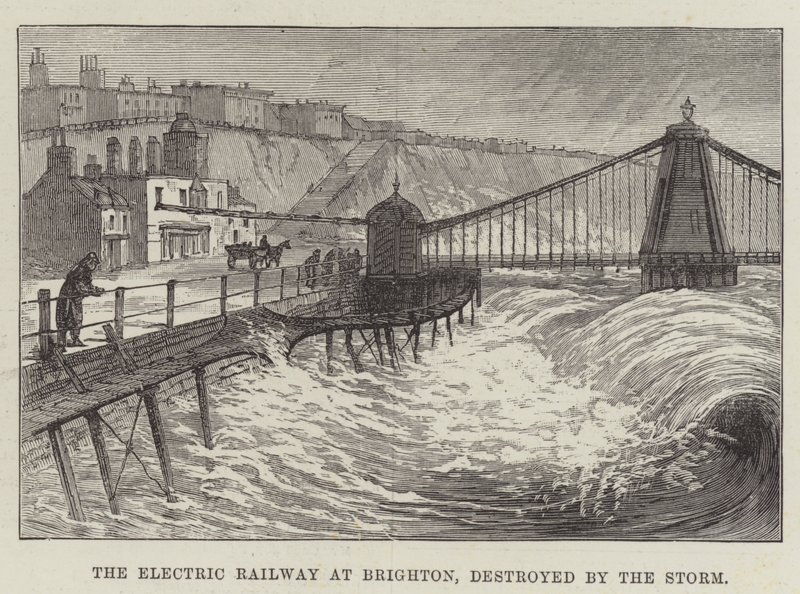 The Electric Railway at Brighton, destroyed by the Storm by English School