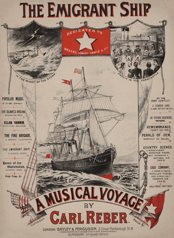 The Emigrant Ship, Victorian Sheet Music Cover by English School