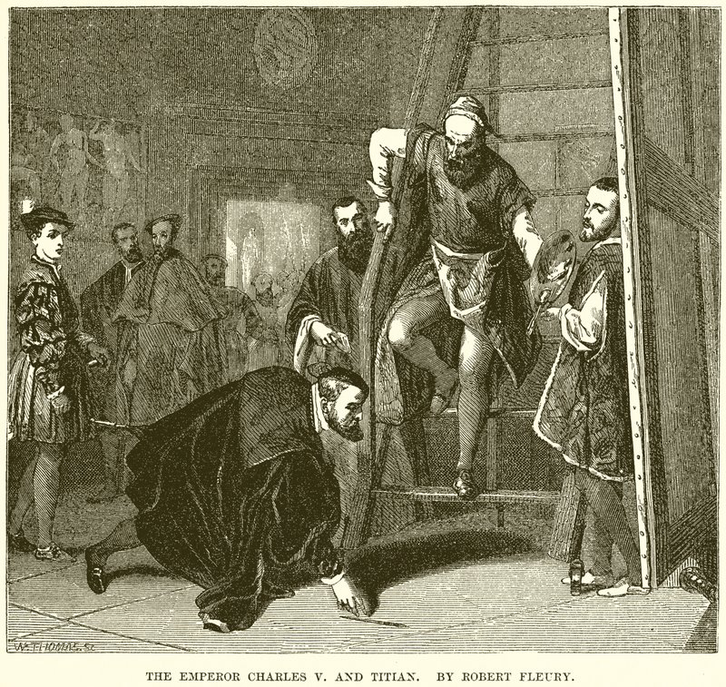 The Emperor Charles V and Titian by English School