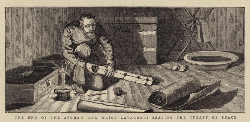 The End of the Afghan War, Major Cavagnari sealing the Treaty of Peace by English School