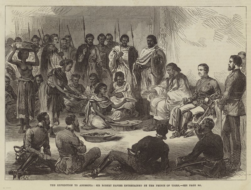 The Expedition to Abyssinia, Sir Robert Napier entertained by the Prince of Tigre by English School
