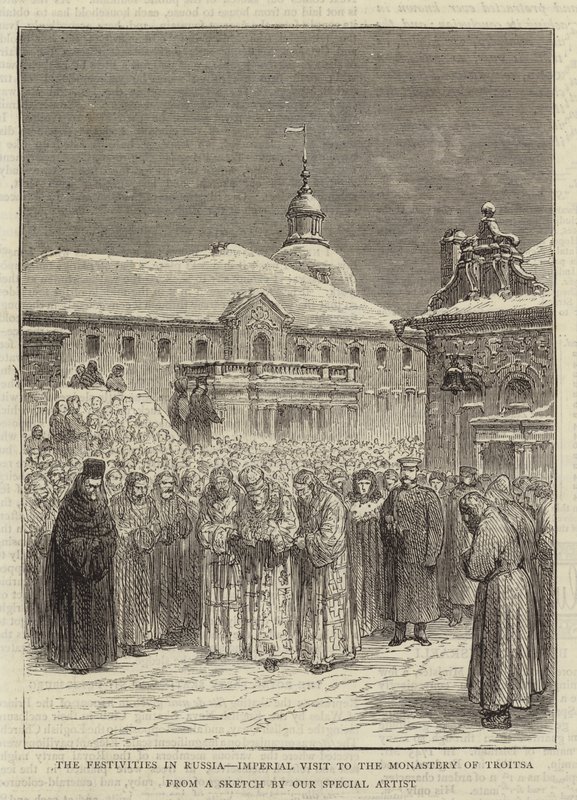 The Festivities in Russia, Imperial Visit to the Monastery of Troitsa by English School