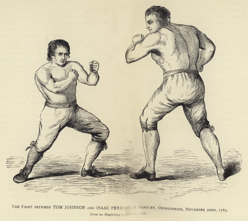 The Fight between Tom Johnson and Isaac Perrins, at Banbury, Oxfordshire, 22 November 1789 by English School