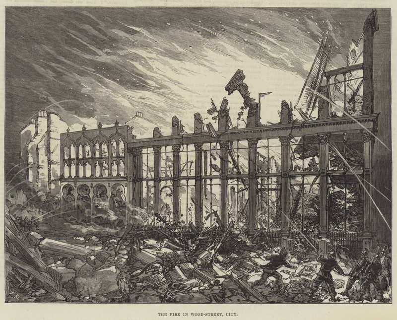 The Fire in Wood-Street, City by English School
