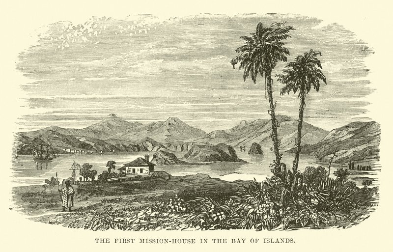 The First Mission-House in the Bay of Islands by English School