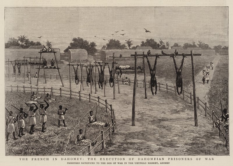The French in Dahomey, the Execution of Dahomeian Prisoners of War by English School