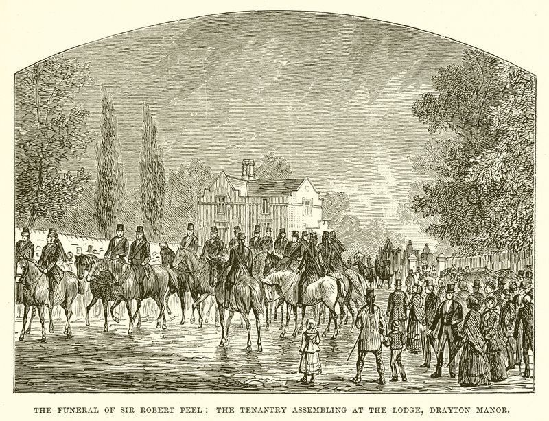 The Funeral of Sir Robert Peel: The Tenantry Assembling at the Lodge, Drayton Manor by English School