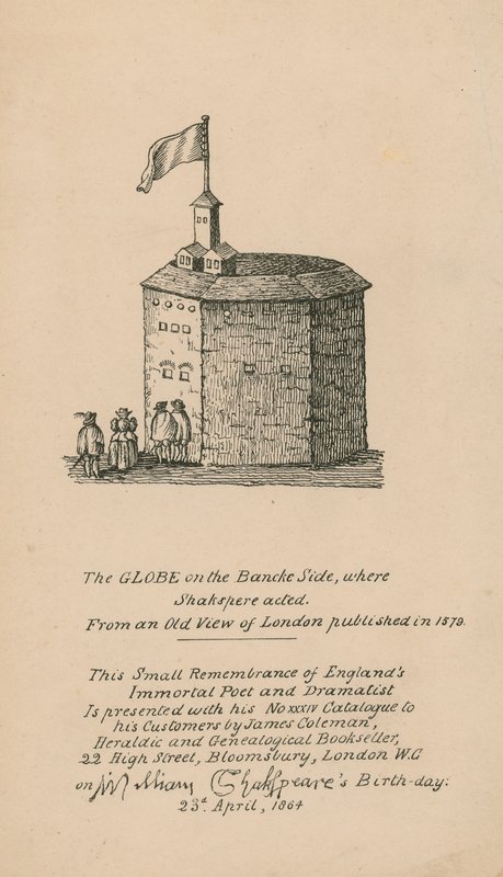 The Globe, Bankside, London, based on an old view of London published in 1579 by English School