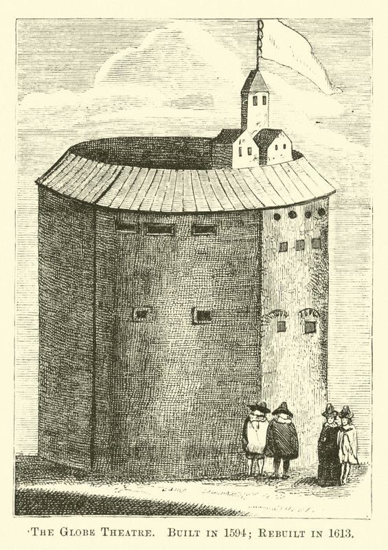 The Globe Theatre, Built in 1594; Rebuilt in 1613 by English School