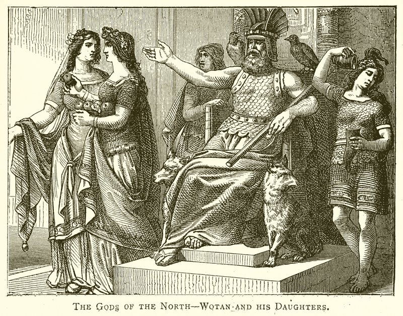 The Gods of the North--Wotan and His Daughters by English School