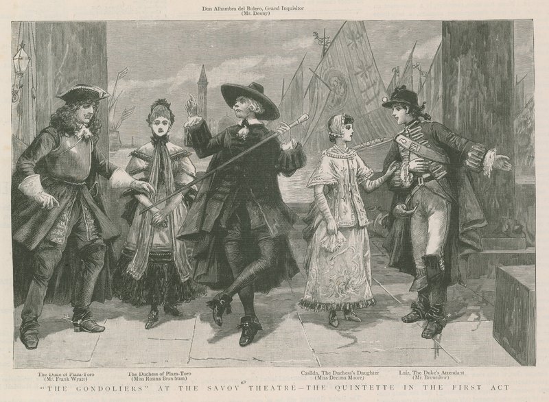 The Gondoliers at the Savoy Theatre - the quintette in the first act by English School