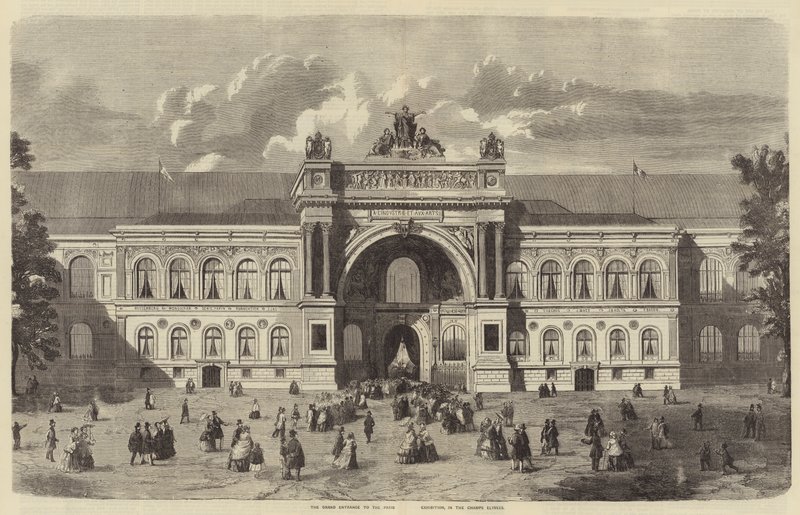 The Grand Entrance to the Paris Exhibition, in the Champs Elysees by English School
