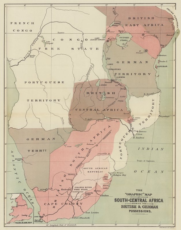 The Graphic Map of South-Central Africa showing the British and German Possessions by English School