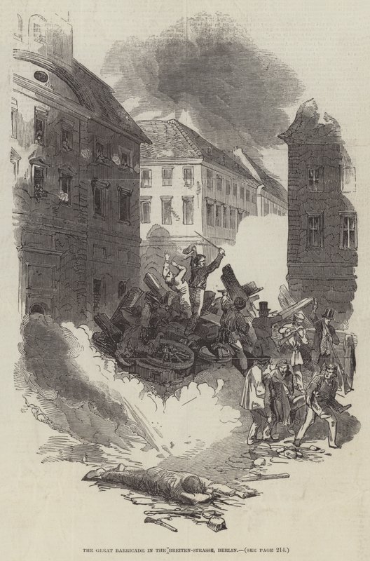 The Great Barricade in the Breiten-Strasse, Berlin by English School