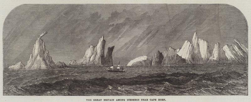The Great Britain among Icebergs near Cape Horn by English School